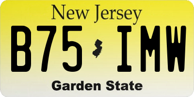NJ license plate B75IMW