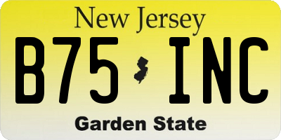 NJ license plate B75INC