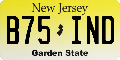 NJ license plate B75IND