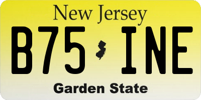 NJ license plate B75INE