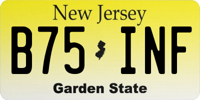 NJ license plate B75INF