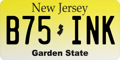 NJ license plate B75INK