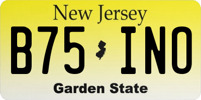 NJ license plate B75INO