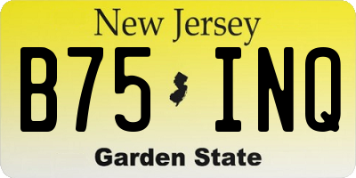 NJ license plate B75INQ