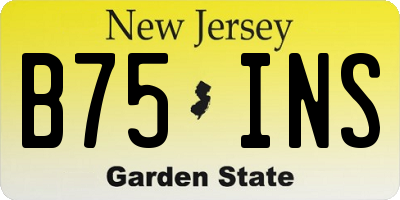 NJ license plate B75INS