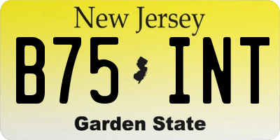 NJ license plate B75INT