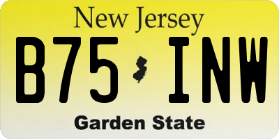 NJ license plate B75INW