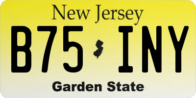 NJ license plate B75INY