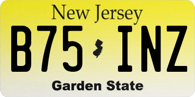 NJ license plate B75INZ