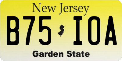 NJ license plate B75IOA