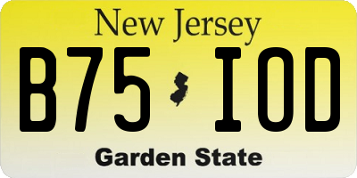 NJ license plate B75IOD