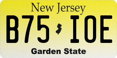 NJ license plate B75IOE