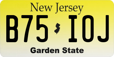 NJ license plate B75IOJ