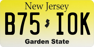 NJ license plate B75IOK