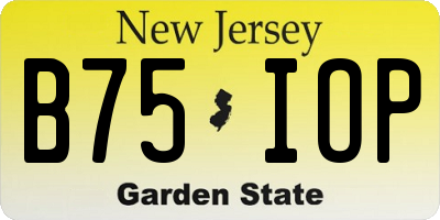 NJ license plate B75IOP