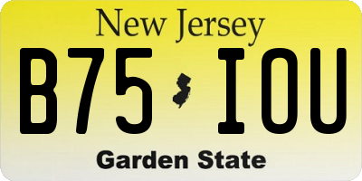 NJ license plate B75IOU