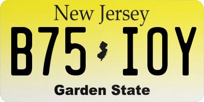 NJ license plate B75IOY