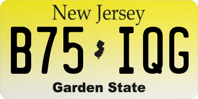 NJ license plate B75IQG