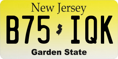 NJ license plate B75IQK