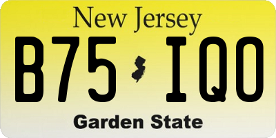 NJ license plate B75IQO