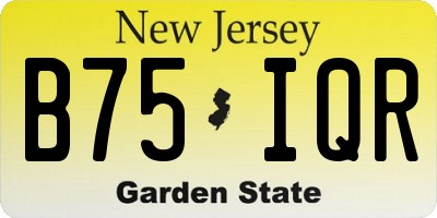 NJ license plate B75IQR