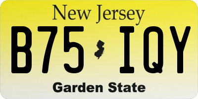 NJ license plate B75IQY