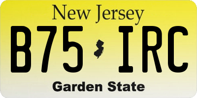 NJ license plate B75IRC