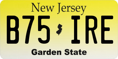 NJ license plate B75IRE