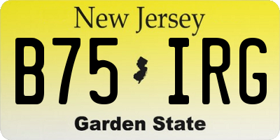 NJ license plate B75IRG