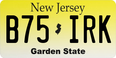 NJ license plate B75IRK