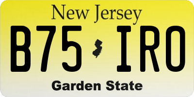 NJ license plate B75IRO