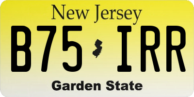 NJ license plate B75IRR