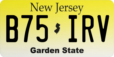 NJ license plate B75IRV