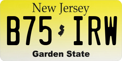 NJ license plate B75IRW