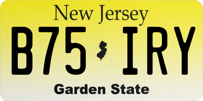 NJ license plate B75IRY