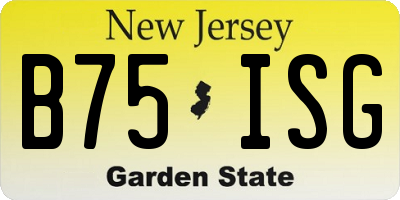 NJ license plate B75ISG