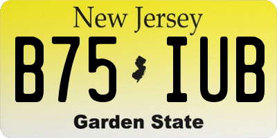 NJ license plate B75IUB