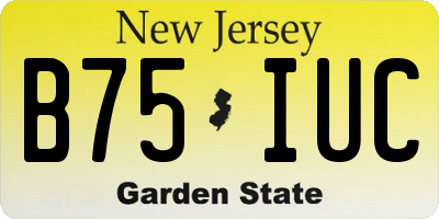 NJ license plate B75IUC