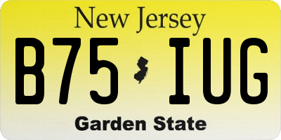 NJ license plate B75IUG