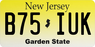 NJ license plate B75IUK
