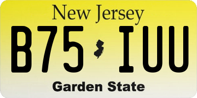 NJ license plate B75IUU