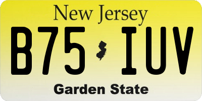 NJ license plate B75IUV
