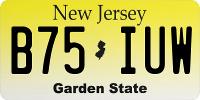 NJ license plate B75IUW