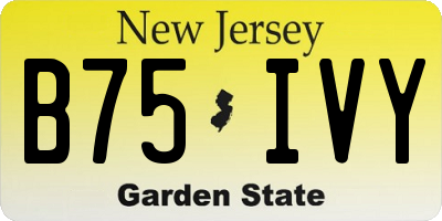 NJ license plate B75IVY