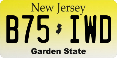 NJ license plate B75IWD