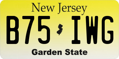 NJ license plate B75IWG