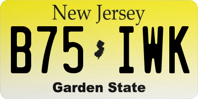 NJ license plate B75IWK