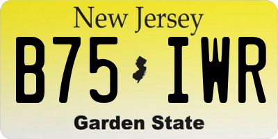 NJ license plate B75IWR