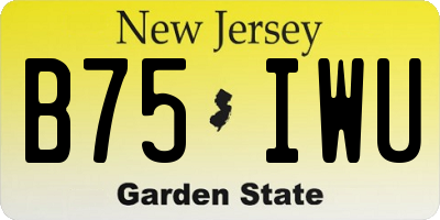 NJ license plate B75IWU