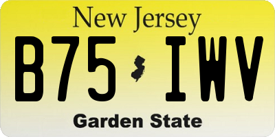 NJ license plate B75IWV
